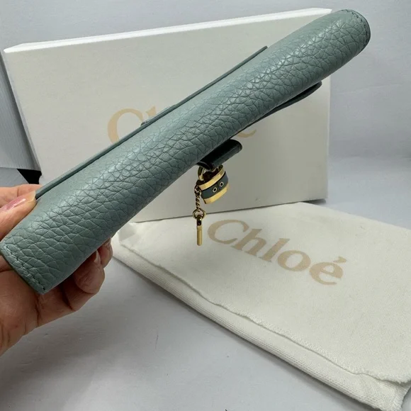 Chloe Paddington Mini Lock Long Light Blue Leather Wallet 20589 Box & Dustbag - Picture 3 of 8